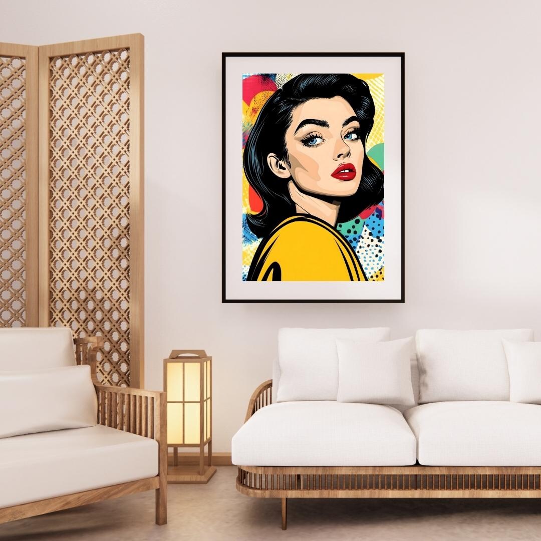 Pop Art Woman Portrait Poster Modern Female Face Illustration, Colorful ...