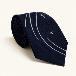 Navy Cross & Dove Christian Tie
