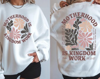 Motherhood Is Kingdom Work DTF Transfer, Religious Mom Gift Ready To Press, Mama Christian