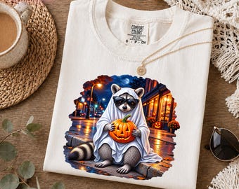 Raccoon Ghost Halloween DTF Transfer, Funny  Animal Halloween Ready To Press, Spooky Season Gift