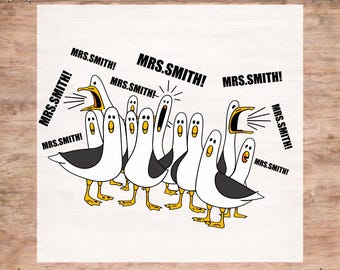Custom Seagulls Teacher DTF Heat Transfer, Funny Teacher Nemo Birds Ready To Press