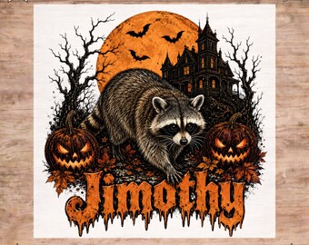 Jimothy Raccoon Halloween DTF Transfer, Raccoon Meme Ready To Press, Pumpkin Spice Shirt Design