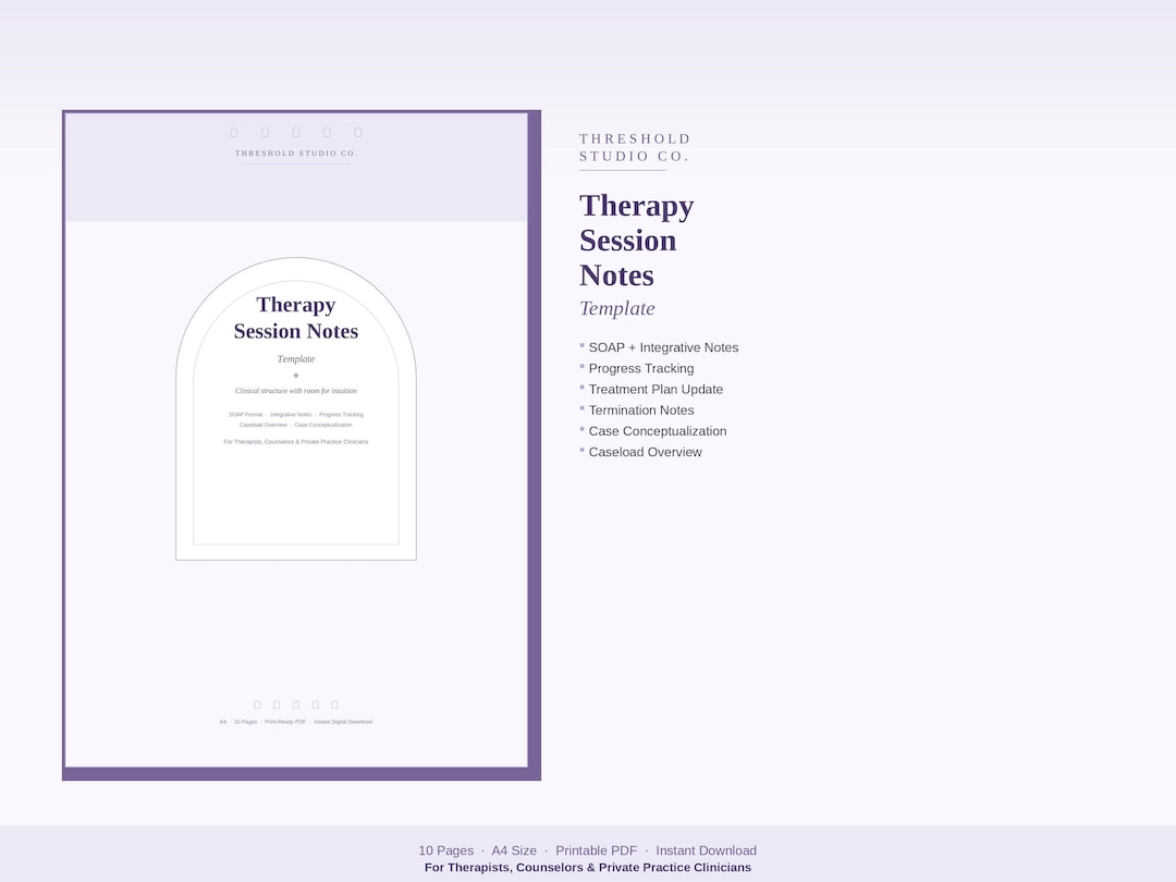 Therapy Session Notes Template | SOAP Notes for Counselors & Therapists ...