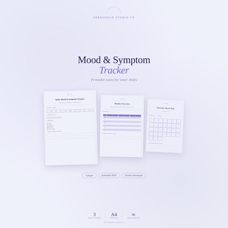 Mood & Symptom Tracker Printable PDF — Vol. 1 | Mental Health Journal ...
