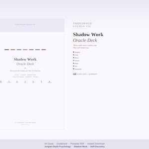 Shadow Work Oracle Cards Printable | 44 Card Deck with Guidebook | Jungian Depth Psychology | PDF Download