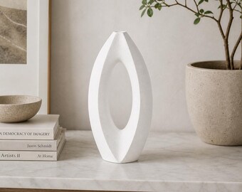 3D Printed Abstract Oval Sculpture | Modern Minimalist Decor (Black or White)