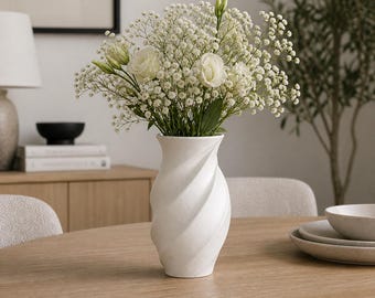 3D Printed Twisted Spiral Vase | Modern Sculptural Art Decor (Black or White)