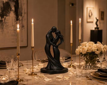 Dancing Couple Sculpture | Romantic 3D Printed Figurine | Matte Black or White Home Decor