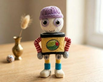 Needle Felted Tiny Chef Figure, Handmade Fan Art Wool Collectible