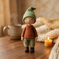 Needle Felted Forest Gnome Figurine, Cottagecore Desk Decor, Whimsical Woodland Nursery Art Doll Gift