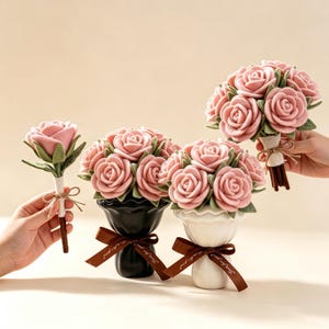 手作りのフェルト製バラの花束　永遠の花　彼女への贈り物　アレルギー対応　記念日