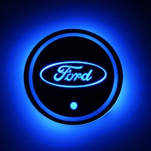 Ford led-verlichting bekerhouder auto | 7-kleuren veranderende USB-oplaadbekermat | Decoratieve sfeerverlichting interieur voor Ford-bezitters