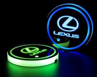 Luces LED para portavasos de coche Lexus / Posavasos con logotipo que cambia de 7 colores para propietarios de Lexus / Accesorio iluminado RGB para el interior del coche