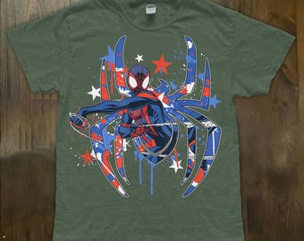 Miles Morales PNG, Spider Man 4th Of July, Patriotic Superhero, America 250th Shirt, Red White Blue Design, Paint Splatter Graphic