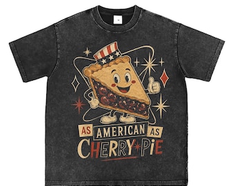 As American As Cherry Pie, 4th Of July PNG, Retro Cartoon Character, America 250th Graphic, Vintage Patriotic Shirt, Sublimation Design