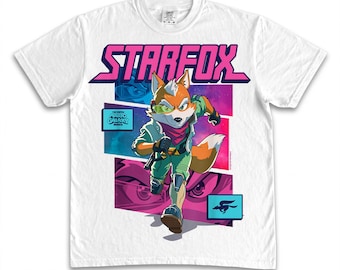 Star Fox PNG, Fox McCloud Shirt, Retro Gaming Design, Vintage Video Game, Synthwave Gamer Gift, Nintendo Parody Art, Cyberpunk Fox File