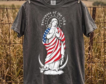 Patroness Of The USA, Our Lady Of America, 4th Of July Catholic, Virgin Mary Patriotic, America 250th Graphic, Immaculate Conception PNG