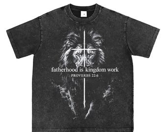 Lion King Fatherhood Proverbs PNG, Fatherhood is Kingdom Work Lion Cross PNG, Proverbs 22:6 Bible Verse, Christian Dad Gift