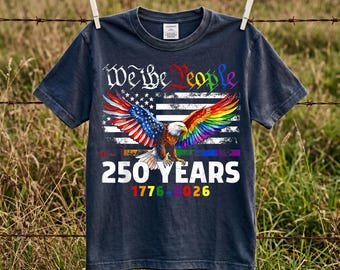 America 250th PNG, We The People Pride, Rainbow Eagle Shirt, 1776 2026 Patriotic, Fourth Of July LGBT, Distressed Flag Design