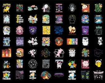 Pokemon Clipart PNG Bundle, Character Images, Cartoon PNG Files, Transparent Background, Digital Download, Instant Download