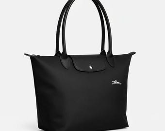 Borsa a tracolla vintage Long Champ Le Pliage nera - Borsa classica per tutti i giorni