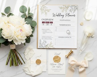 Planificador de bodas imprimible / Lista de verificación, presupuesto, cronograma, diario de votos (descarga en PDF)