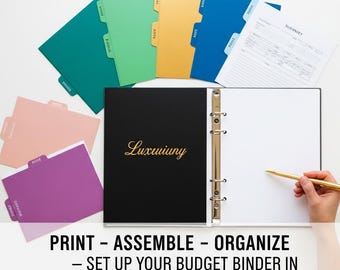 Kit imprimible para organizar tu presupuesto / Cubierta dorada, separadores de secciones, planificador financiero (descarga en PDF)