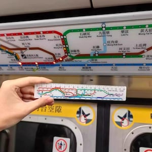 Hong Kong MTR Map Ruler, 20cm Acrylic Measuring Tool, Travel Souvenir Stationery