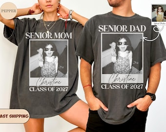 Custom Vintage Photo Senior Mom Dad Shirt, Class of 2027 Family Shirts, Class Of 2027 Shirt, Senior Mom Graduation Shirt, Senior Dad Shirt