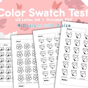 Color Swatch Chart Printable PDF Paint Marker Watercolor Swatch Test Sheet Template (A5, A4, US Letter PDF)