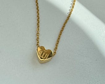 Allah Heart Necklace, 18K Gold Plated, Islamic Calligraphy Jewelry, Dainty Everyday Wear