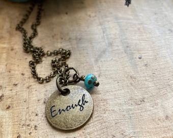 I AM ENOUGH necklace, Affirmation necklace, Self love necklace, Inspiration necklace, You are Enough, Word necklace, Self-love