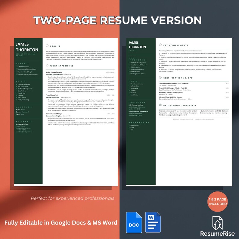 ATS Friendly Resume Template – Professional CV With Cover Letter ...