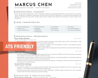 Sjabloon voor ATS-vriendelijk CV: Google Docs, Word Professional CV (digitale download)