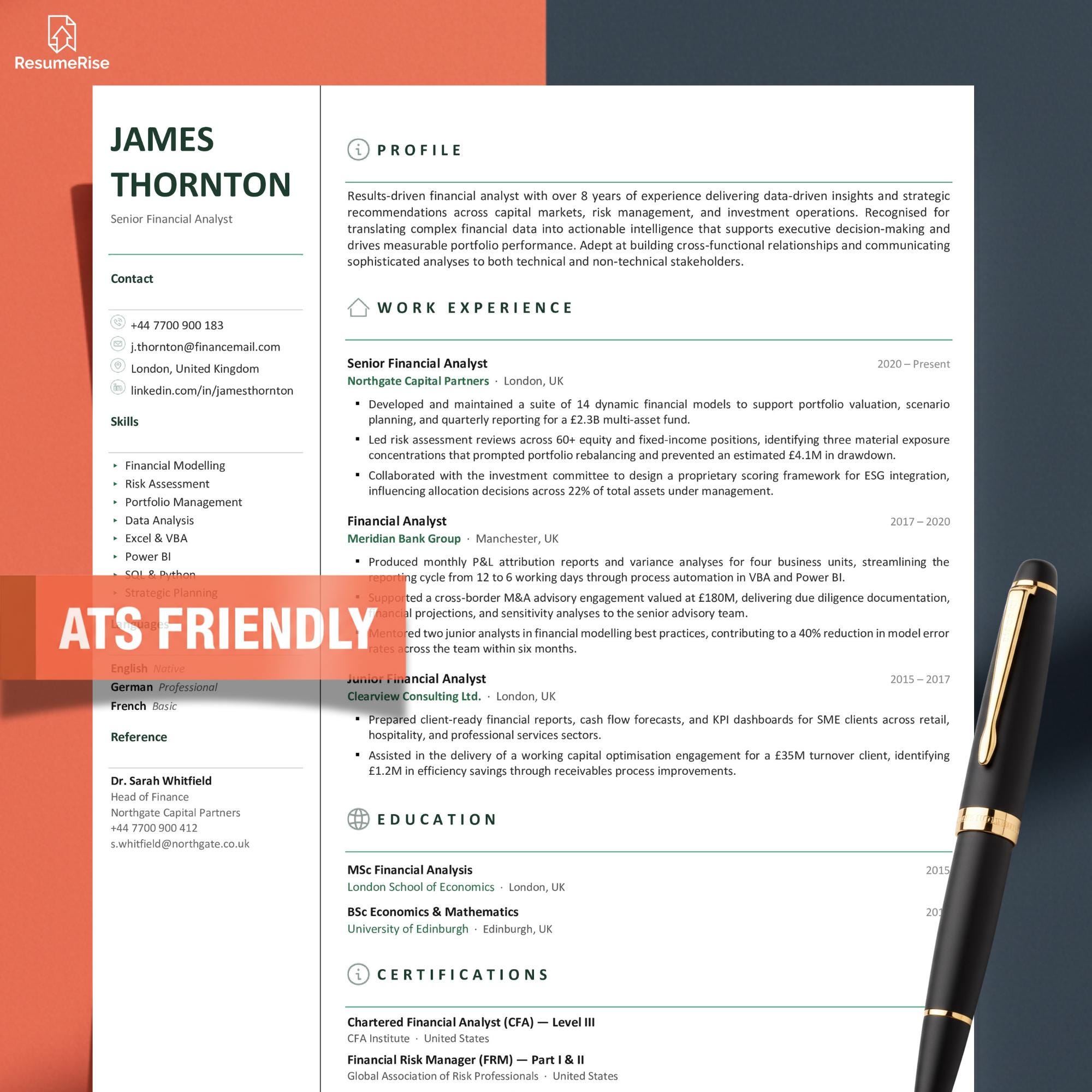 ATS Friendly Resume Template Google Docs Word Professional CV Cover ...