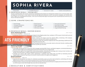 ATS Friendly Resume Template Google Docs Word Professional CV Layout ...