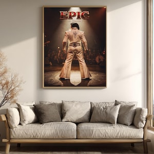 Cinematic Elvis Concert Poster, Retro Rock Star Wall Art, Epic Typography Canvas