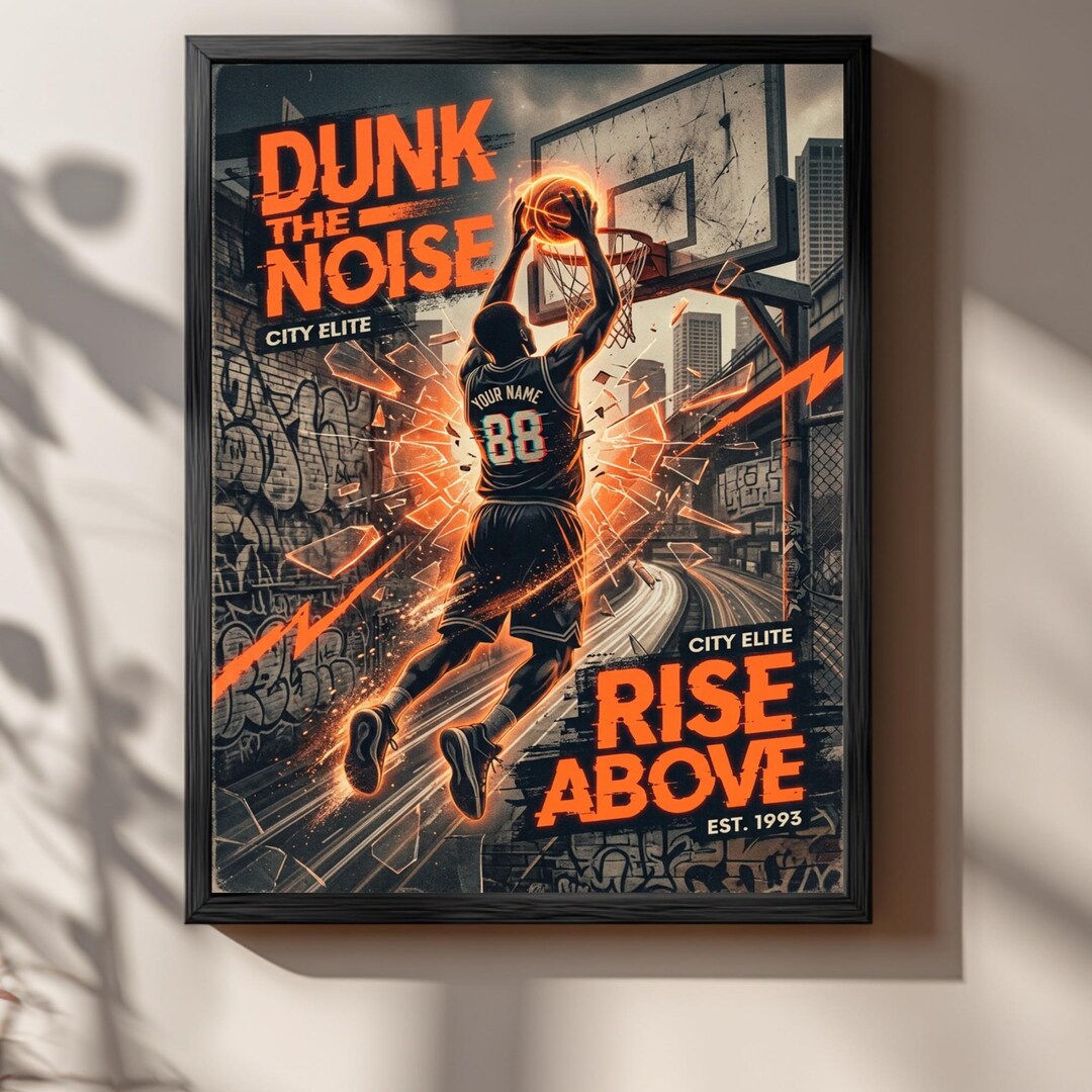 Coldest Posters Personalized Basketball Dunk Poster, Motivational Sports Canvas Art ...