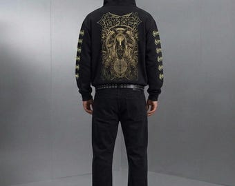 Cryptopsy Zip Up Hoodie Death Metal Band Merch, Y2K Grunge Streetwear Oversized Hooded Sweatshirt F119