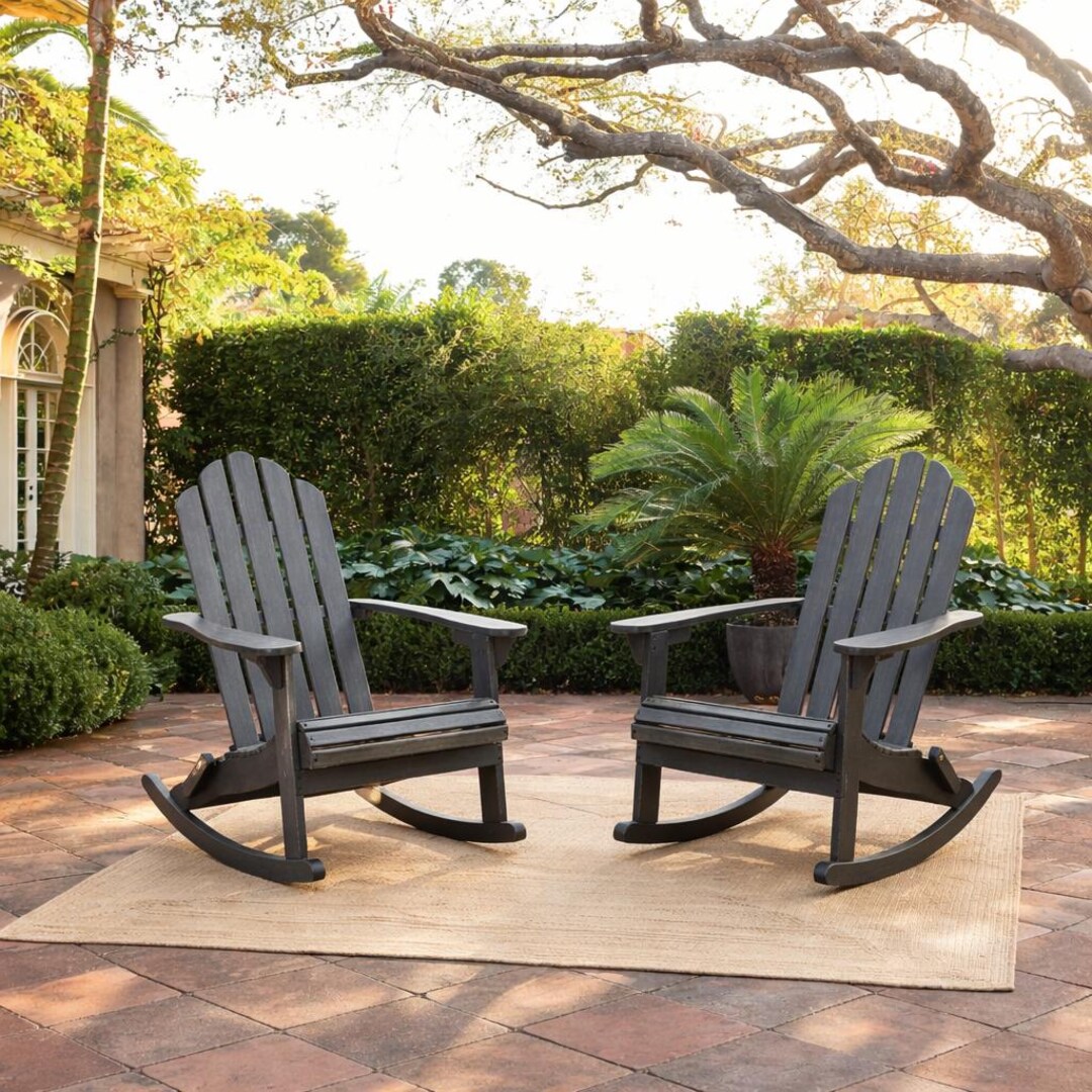 Acacia Wood Outdoor Patio Rocker, Adirondack Rocking Chair, Weather ...