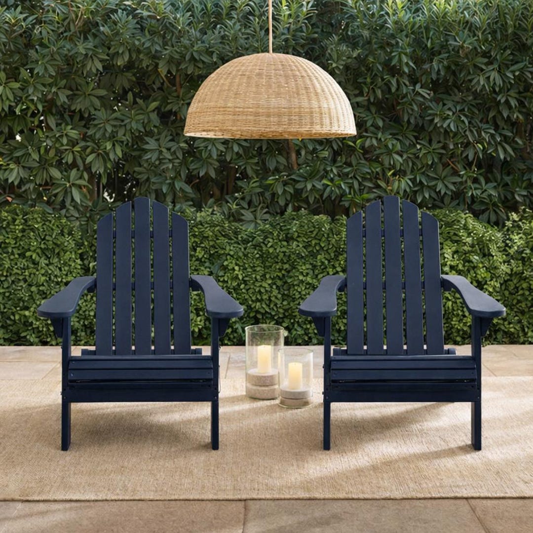 Foldable Acacia Wood Adirondack Chair, Weather-resistant Outdoor Patio ...