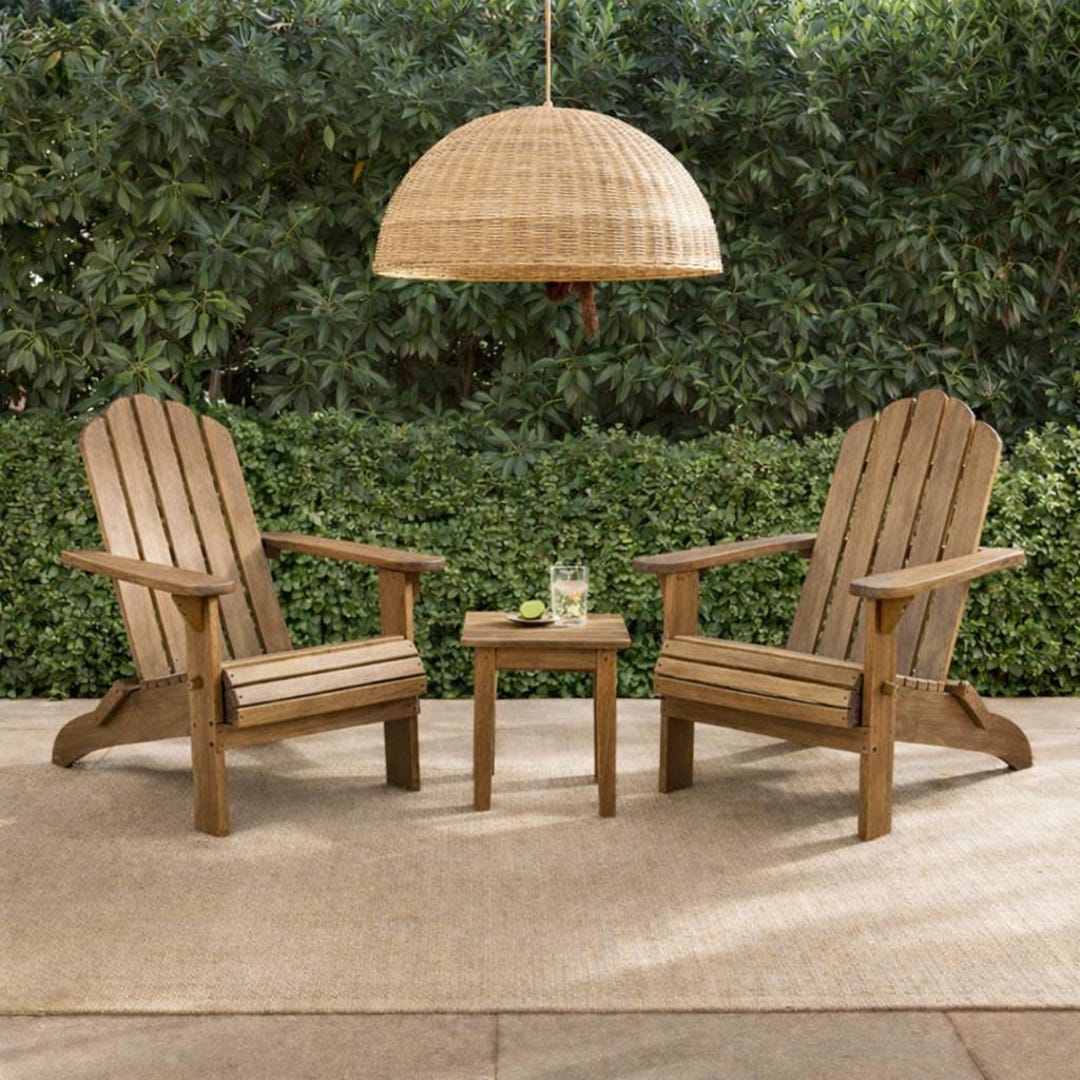 Foldable Acacia Wood Adirondack Chair, Weather-resistant Outdoor Patio ...