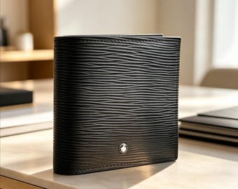 Montblanc Black Wave Embossed Leather Bifold Wallet