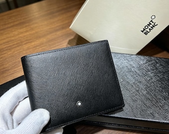 Cartera Montblanc de piel negra con clip para billetes
