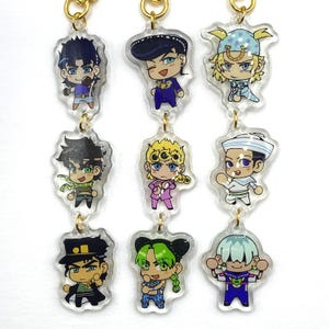 Jojo Chibi Protagonists Linked Acrylic Keychain Charms