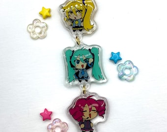 トリプルバカちび連動アクリルチャームキーホルダー |ネル、ミク、テト