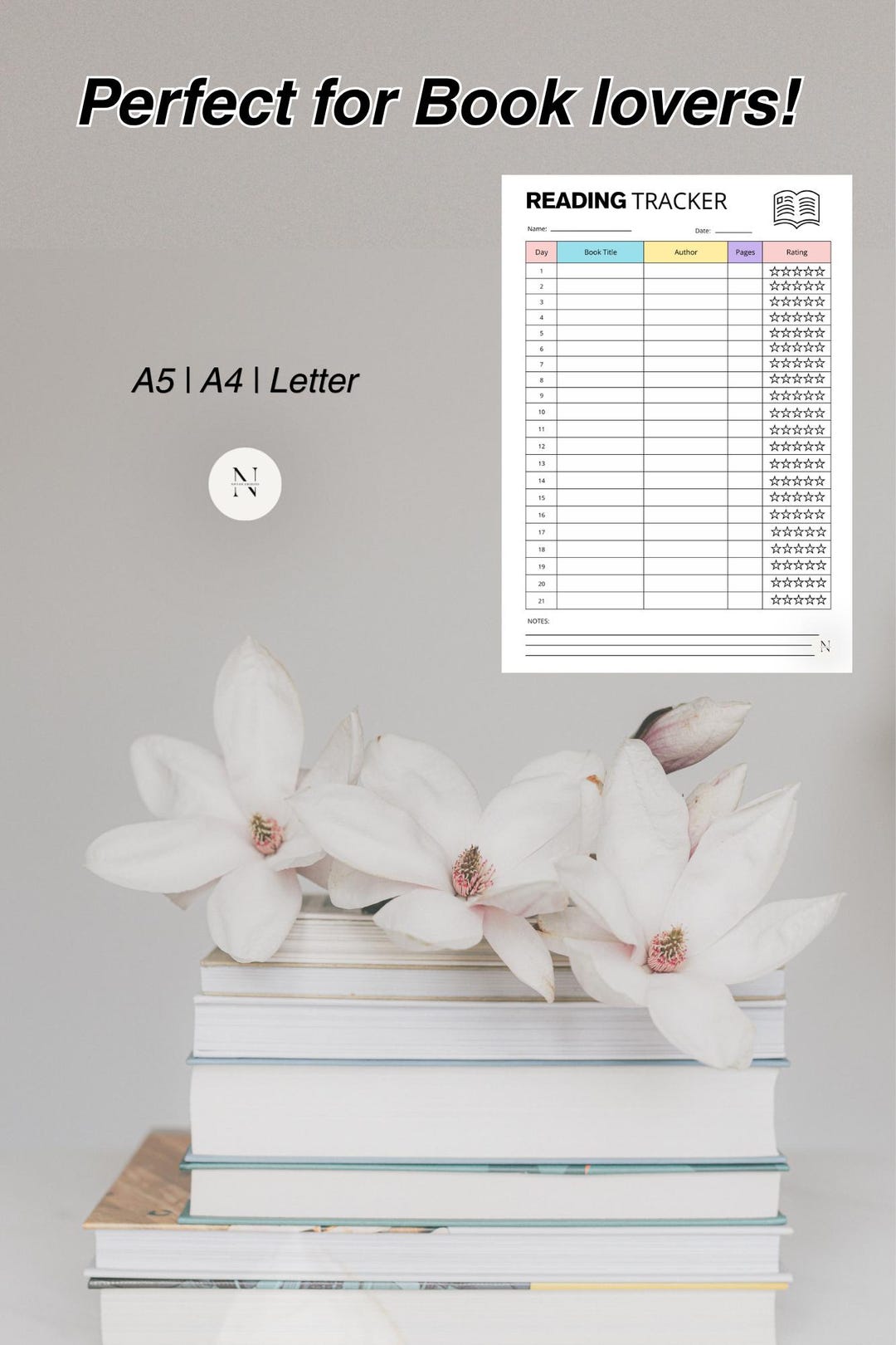 Reading Tracker Printable | Book Log Journal Sheet (digital Download ...