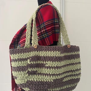 Grand Sac crocheté vert et kaki léger