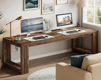 Extra Long Two Person Desk Large Double Workstation Writing Table Home Office Setup