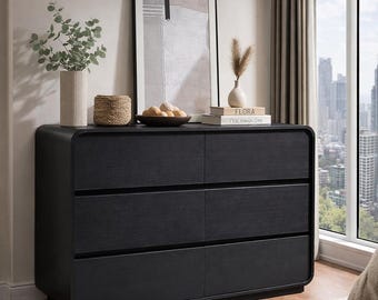 6 Drawer Dresser Wooden Storage Chest Rustic Bedroom Organizer Wide Modern Furniture